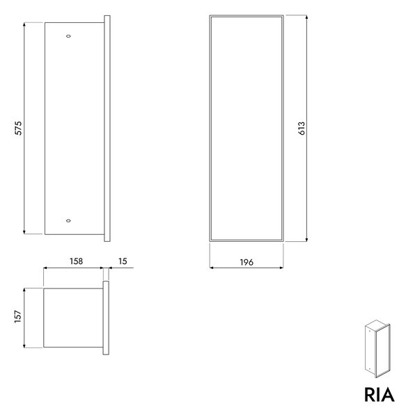 RIA Szafka podtynkowa na szczotkę WC i papier toaletowy – do zabudowy płytkami – stal nierdzewna – 60 cm