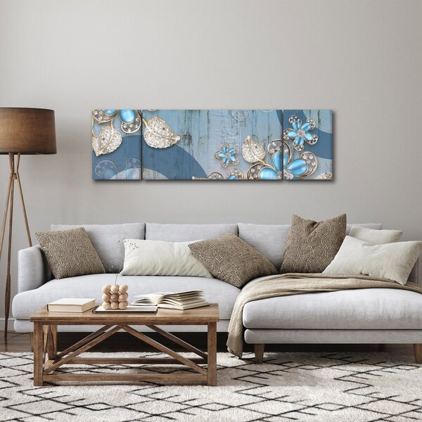 Obraz - Niebieskie kwiaty (170x50 cm)