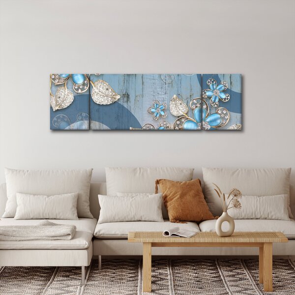 Obraz - Niebieskie kwiaty (170x50 cm)