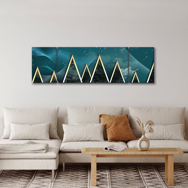 Obraz - Księżyc w pełni nad złotymi górami (170x50 cm)