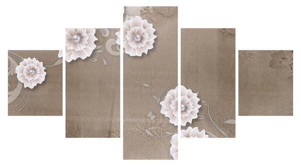 Obraz - Draperie z kwiatami (125x70 cm)
