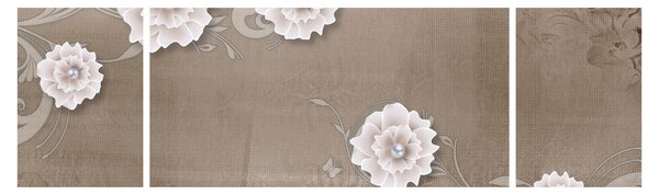 Obraz - Draperie z kwiatami (170x50 cm)