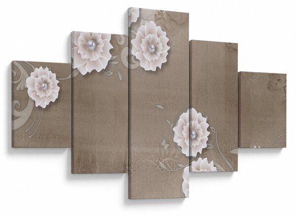 Obraz - Draperie z kwiatami (125x70 cm)