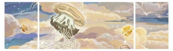Obraz - Niebiańskie Meduzy (170x50 cm)