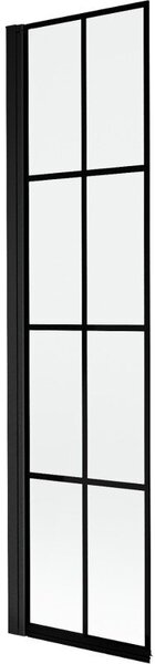 Mexen Mist parawan nawannowy 1-skrzydłowy lewy 50 x 150 cm, czarna kratka, czarny - 8A9-050-001-70-77-L