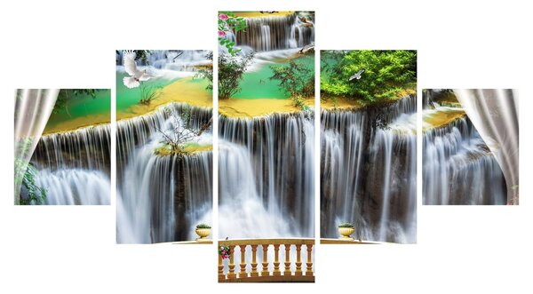 Obraz - Widok magicznych wodospadów (125x70 cm)