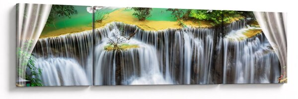 Obraz - Widok magicznych wodospadów (170x50 cm)