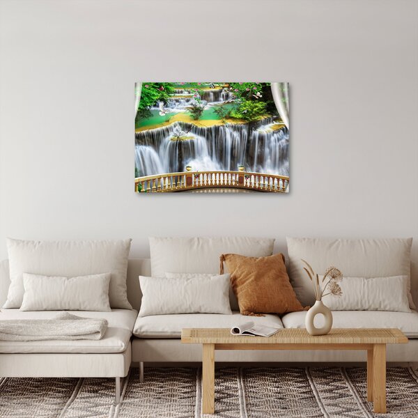 Obraz - Widok magicznych wodospadów (70x50 cm)