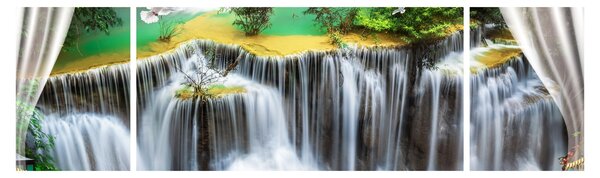 Obraz - Widok magicznych wodospadów (170x50 cm)