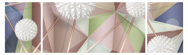 Obraz - Abstrakcja 3D w pastelowych kolorach (170x50 cm)