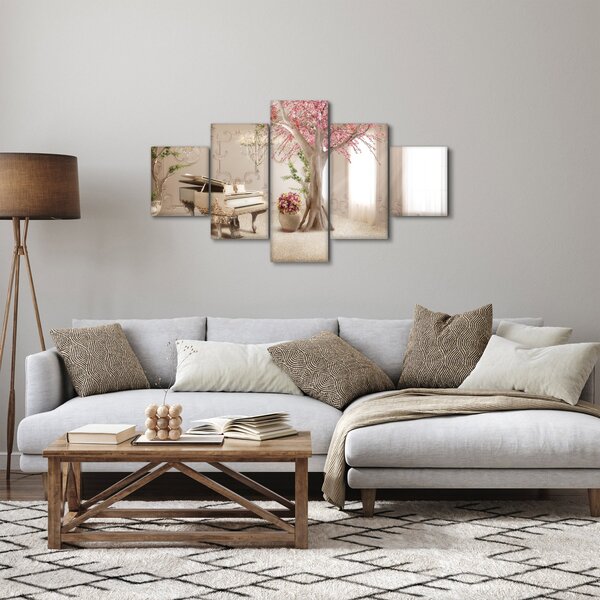 Obraz - Wymarzone wnętrze z fortepianem (125x70 cm)
