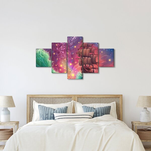 Obraz - Statek z kosmicznym niebem (125x70 cm)