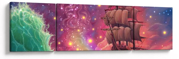 Obraz - Statek z kosmicznym niebem (170x50 cm)