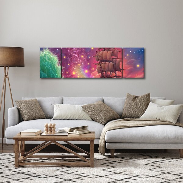 Obraz - Statek z kosmicznym niebem (170x50 cm)