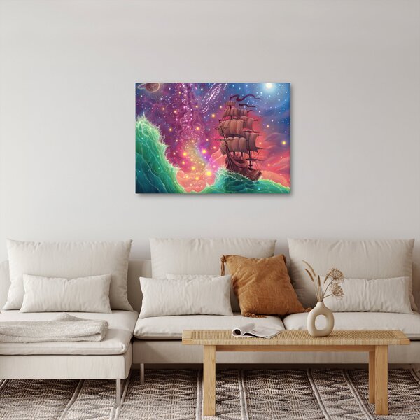 Obraz - Statek z kosmicznym niebem (70x50 cm)