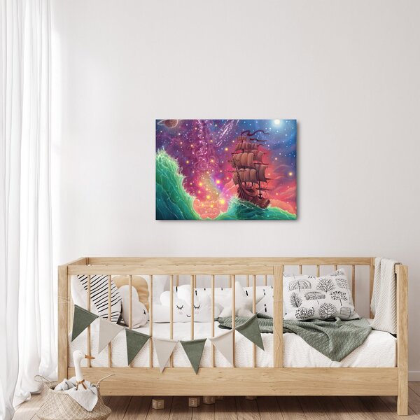 Obraz - Statek z kosmicznym niebem (70x50 cm)