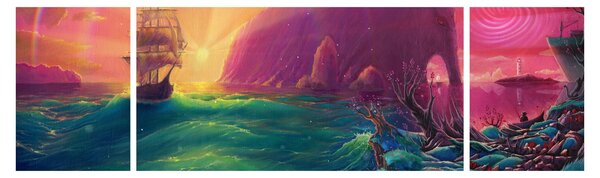 Obraz - Obraz olejny, Podróż do fantastycznego królestwa (170x50 cm)