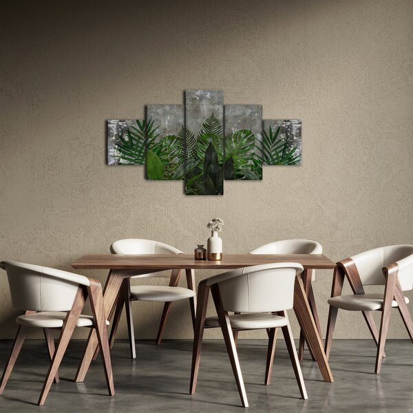Obraz - Betonowa ściana z roślinami (125x70 cm)
