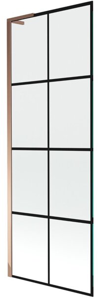 Mexen Next L parawan nawannowy 1-skrzydłowy 70 x 150 cm, czarna kratka, różowe złoto - 895-070-000-03-77-60