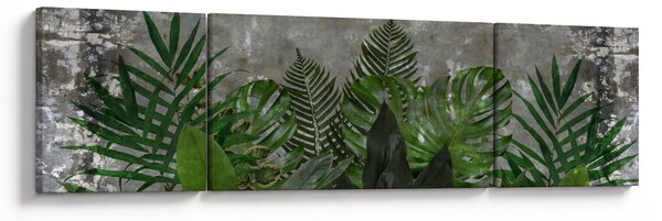 Obraz - Betonowa ściana z roślinami (170x50 cm)