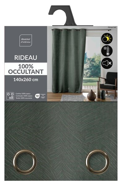 Aksamitna zasłona w kolorze khaki 140x260 cm Olympe – douceur d'intérieur