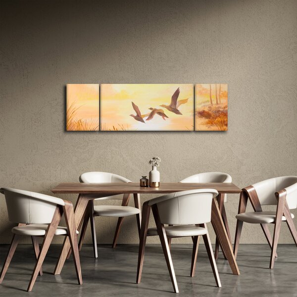 Obraz - Żurawie o zachodzie słońca (170x50 cm)