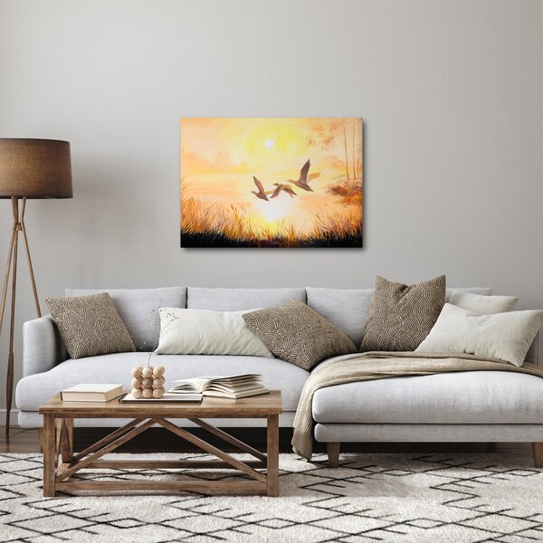 Obraz - Żurawie o zachodzie słońca (70x50 cm)