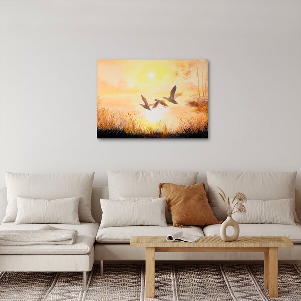 Obraz - Żurawie o zachodzie słońca (70x50 cm)