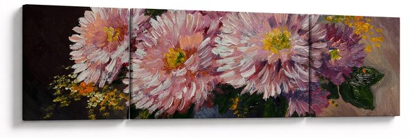 Obraz - Obraz olejny, Kwiaty w wazonie (170x50 cm)