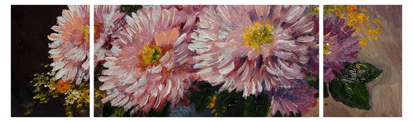 Obraz - Obraz olejny, Kwiaty w wazonie (170x50 cm)