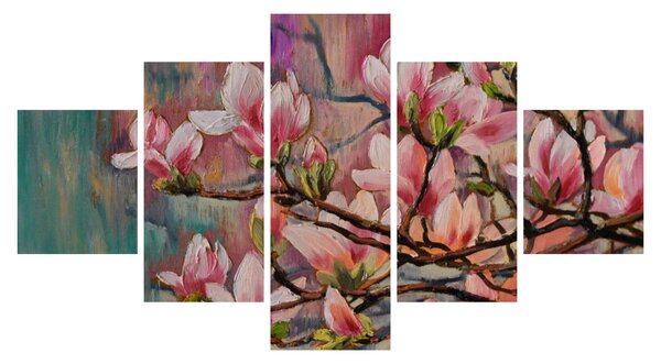 Obraz - Obraz olejny, Kwitnąca sakura (125x70 cm)