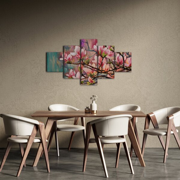 Obraz - Obraz olejny, Kwitnąca sakura (125x70 cm)