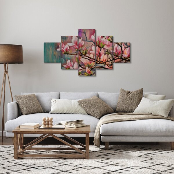 Obraz - Obraz olejny, Kwitnąca sakura (125x70 cm)