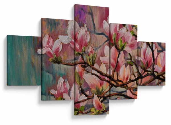 Obraz - Obraz olejny, Kwitnąca sakura (125x70 cm)