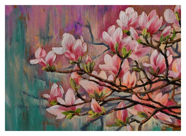 Obraz - Obraz olejny, Kwitnąca sakura (70x50 cm)