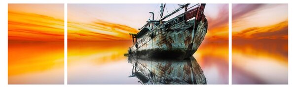 Obraz - Wschód słońca nad wrakiem łodzi (170x50 cm)