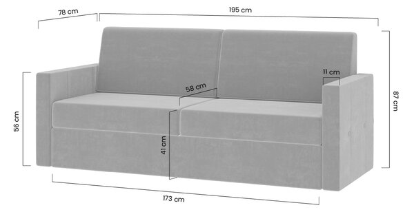 Sofa Elegantia 160 do półkotapczanu - kremowa plecionka Ado 1601 Halva