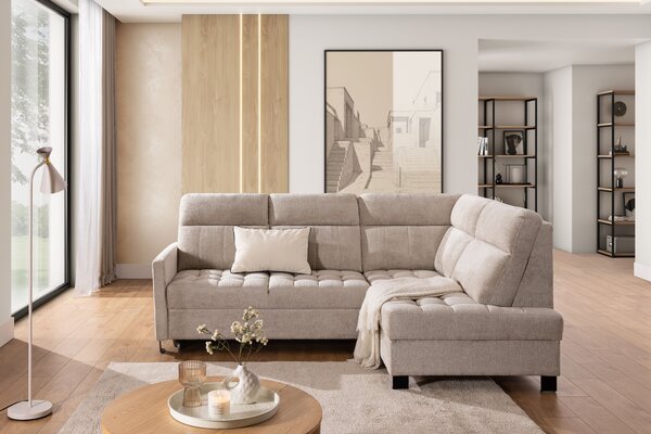Narożnik Gespano L prawostronny z wąskim bokiem - beżowy szenil Perfect Harmony 07