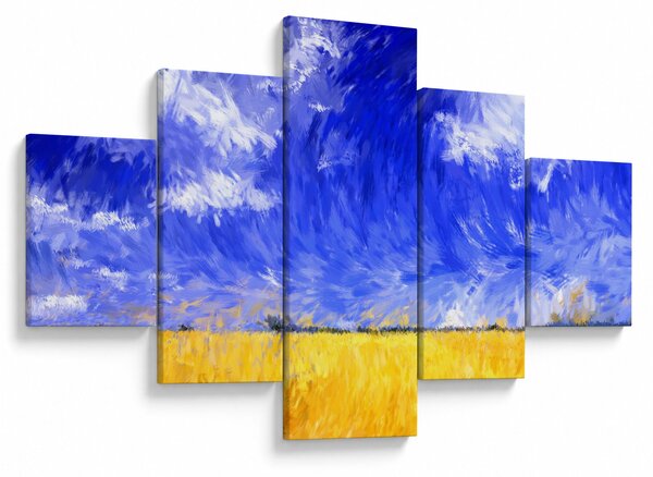 Obraz - Obraz olejny, Złote pole (125x70 cm)