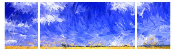 Obraz - Obraz olejny, Złote pole (170x50 cm)