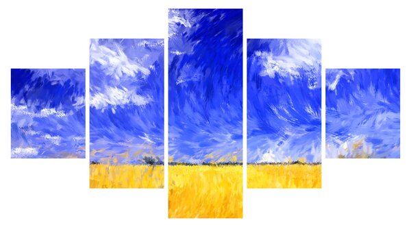 Obraz - Obraz olejny, Złote pole (125x70 cm)