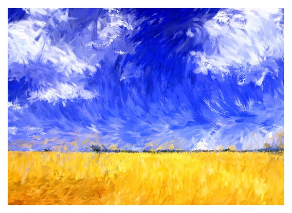 Obraz - Obraz olejny, Złote pole (70x50 cm)