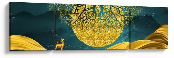 Obraz - Abstrakcja, złoty krajobraz (170x50 cm)