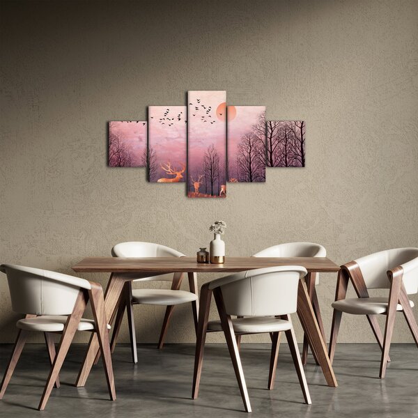 Zdjęcie - Jeleń w blasku zachodzącego słońca (125x70 cm)