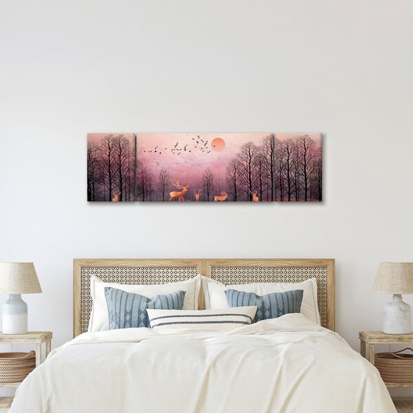 Zdjęcie - Jeleń w blasku zachodzącego słońca (170x50 cm)