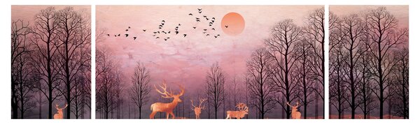 Zdjęcie - Jeleń w blasku zachodzącego słońca (170x50 cm)