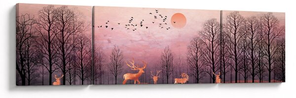 Zdjęcie - Jeleń w blasku zachodzącego słońca (170x50 cm)