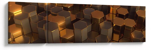 Obraz - Sześciokąty z brązu (170x50 cm)