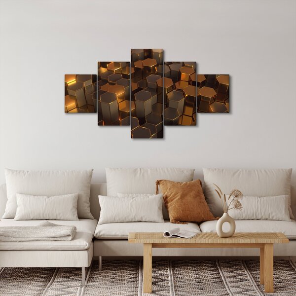Obraz - Sześciokąty z brązu (125x70 cm)