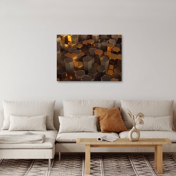 Obraz - Sześciokąty z brązu (70x50 cm)